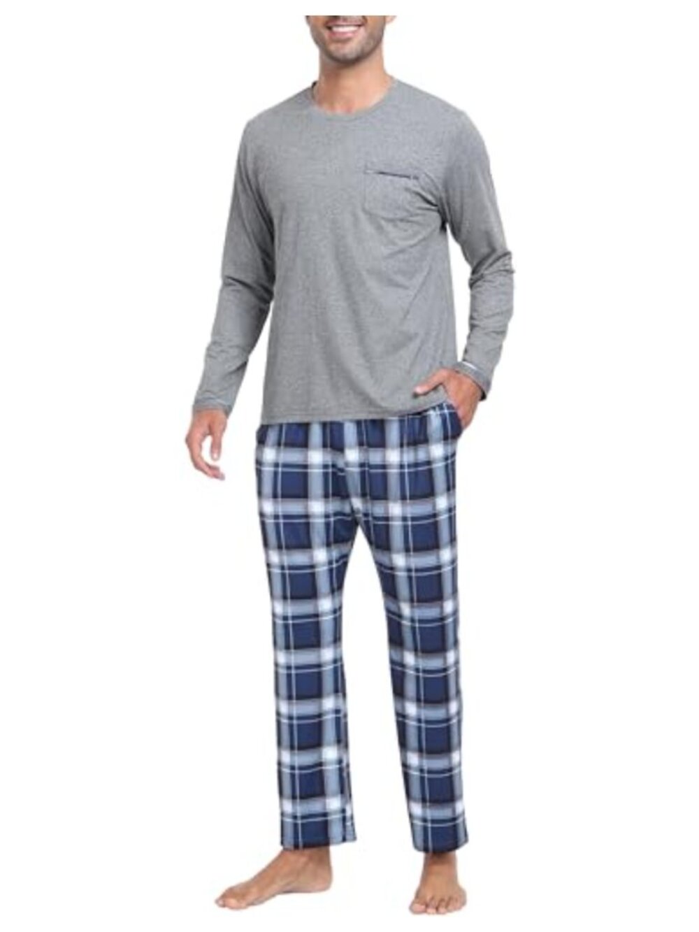 Men's Christmas Pajama Set Soft Polyester Spandex Loungewear Sleepwear